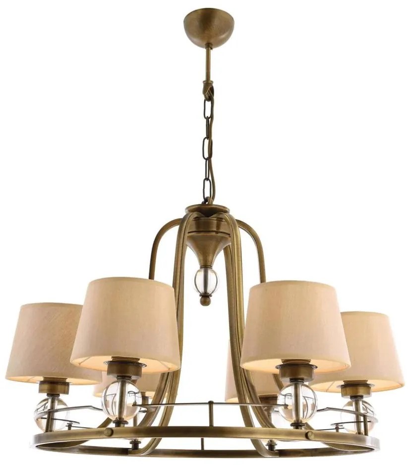 Candelabru NARA pe lanț, 6xE27/40W/230V, alamă