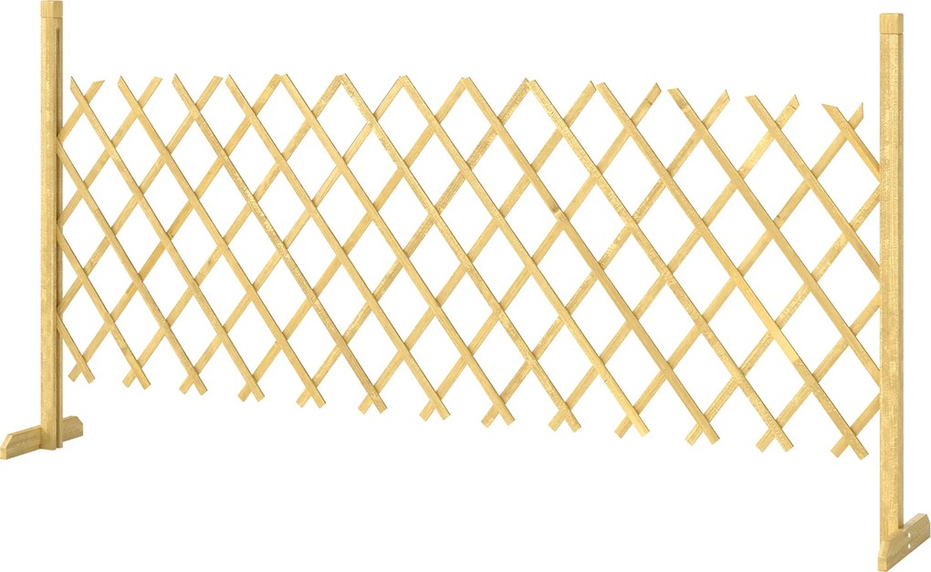 Outsunny Barieră extensibilă din lemn de brad 180 cm, bază stabilă, pentru interior exterior balcon grădină, 180x30x90cm, natural | Aosom Romania