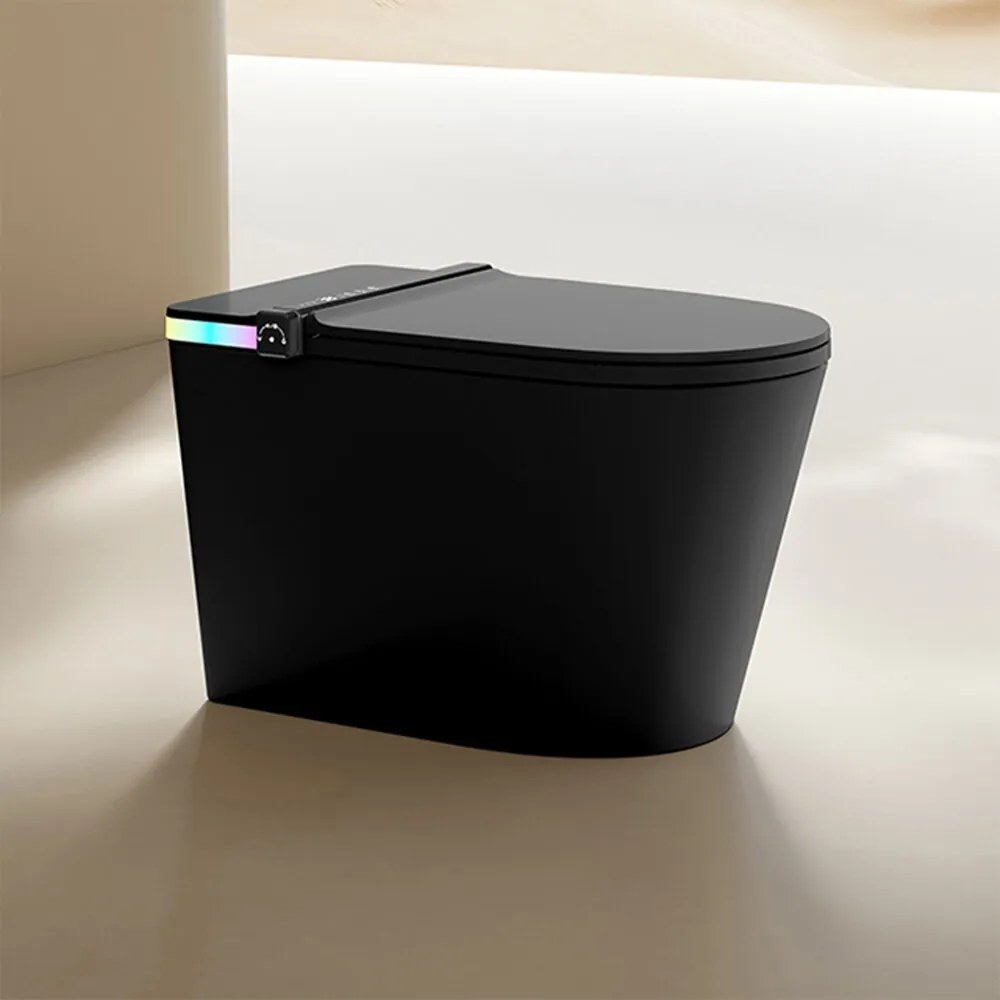 Set vas WC pe pardoseala Relax Regal negru mat cu functie bideu electric si capac softclose