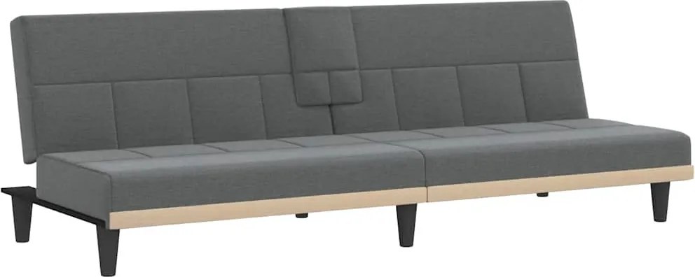vidaXL Canapea extensibilă cu suporturi de pahar, gri închis, textil