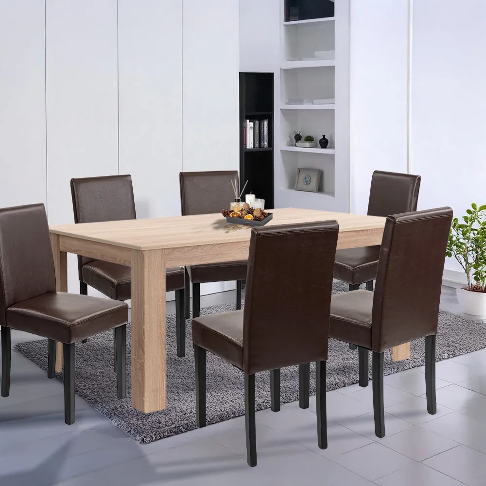 Set de masă Leon 6+1, stejar Sonoma-maro