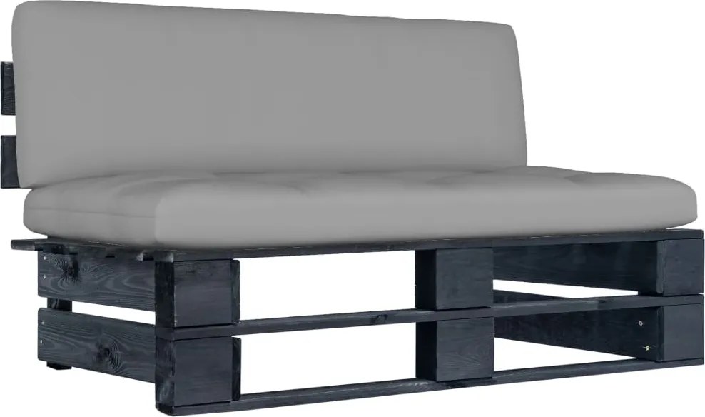 vidaXL Canapea de mijloc de grădină din paleți, negru, lemn pin tratat