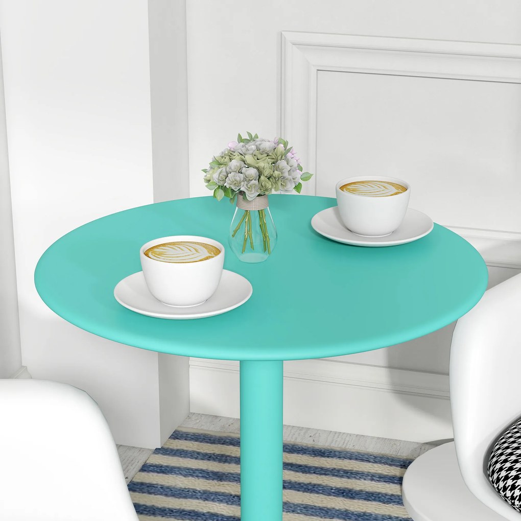 HOMCOM Masă de dining rotundă pentru 2 persoane Ø60 cm modernă cu bază rotundă cadru din oțel pentru interior și exterior verde | Aosom Romania