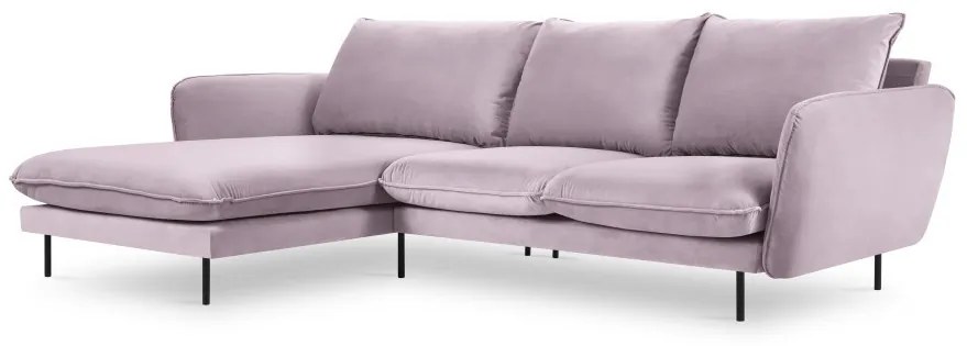 Coltar tapitat Vienna 5 locuri velvet/picioare negre – L255 x l170 x h95