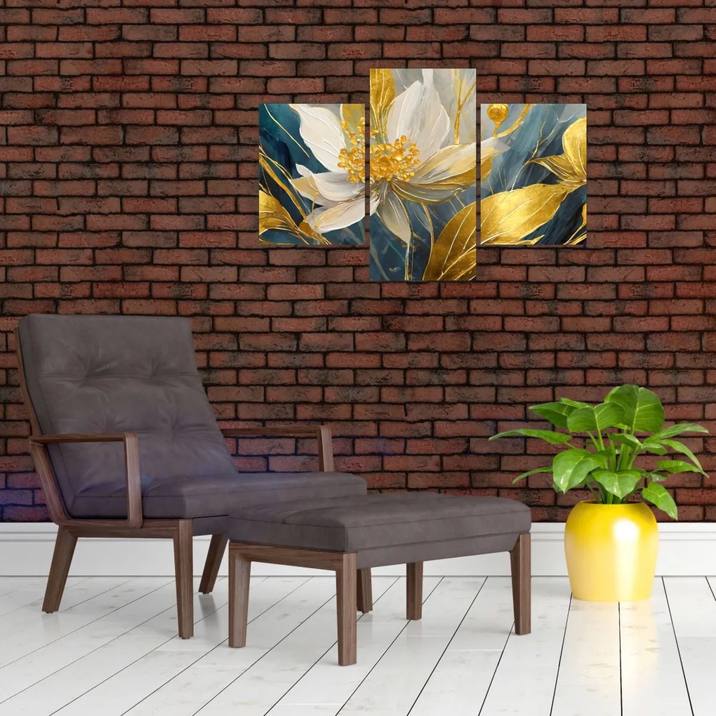 Tablou - Pictura de flori de aur (90x60 cm)