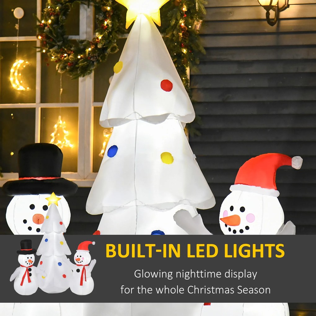 Brad Gonflabil cu Oameni de Zapada, Decor de Craciun cu Lumini LED, decoratiune exterior pentru sarbatori HOMCOM | Aosom Romania