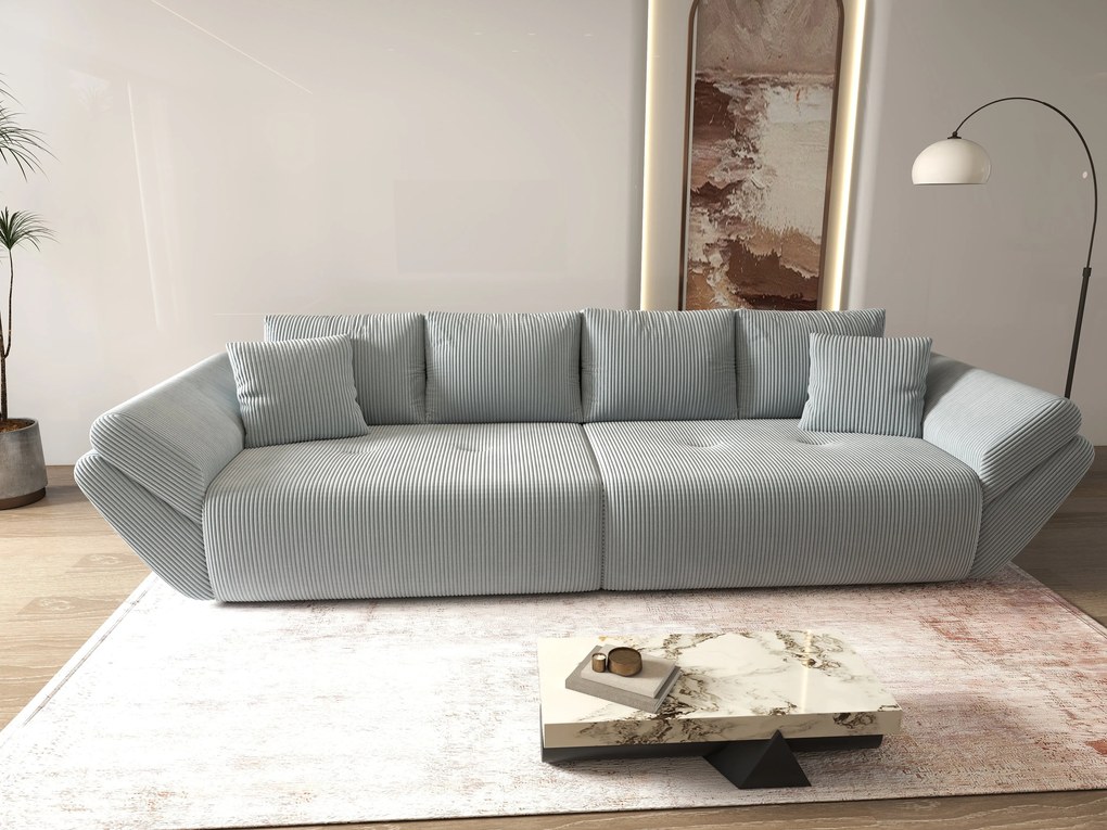 Canapea extensibilă dumonde cu ladă de depozitare si sezut confortabil din spuma high-density, Berlin Zoom Gri 300x100 cm