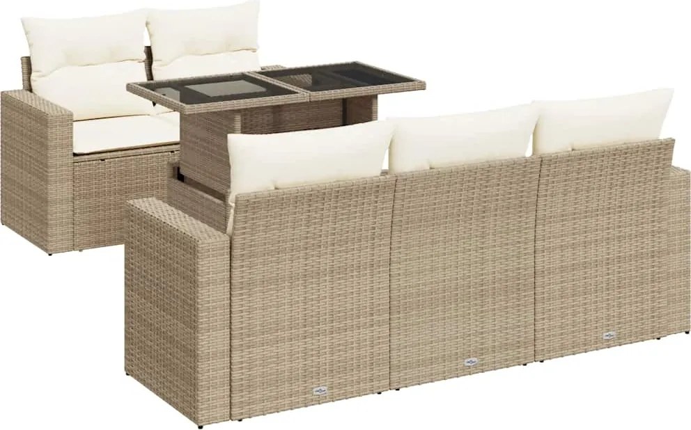 vidaXL Set canapele de grădină cu perne, 6 piese, bej, poliratan