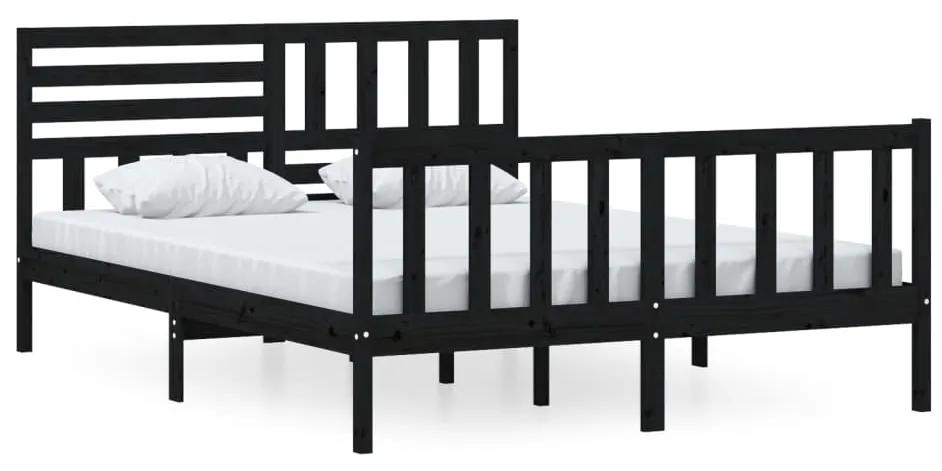 3101162 vidaXL Cadru de pat King Size, negru, 150x200 cm, lemn masiv