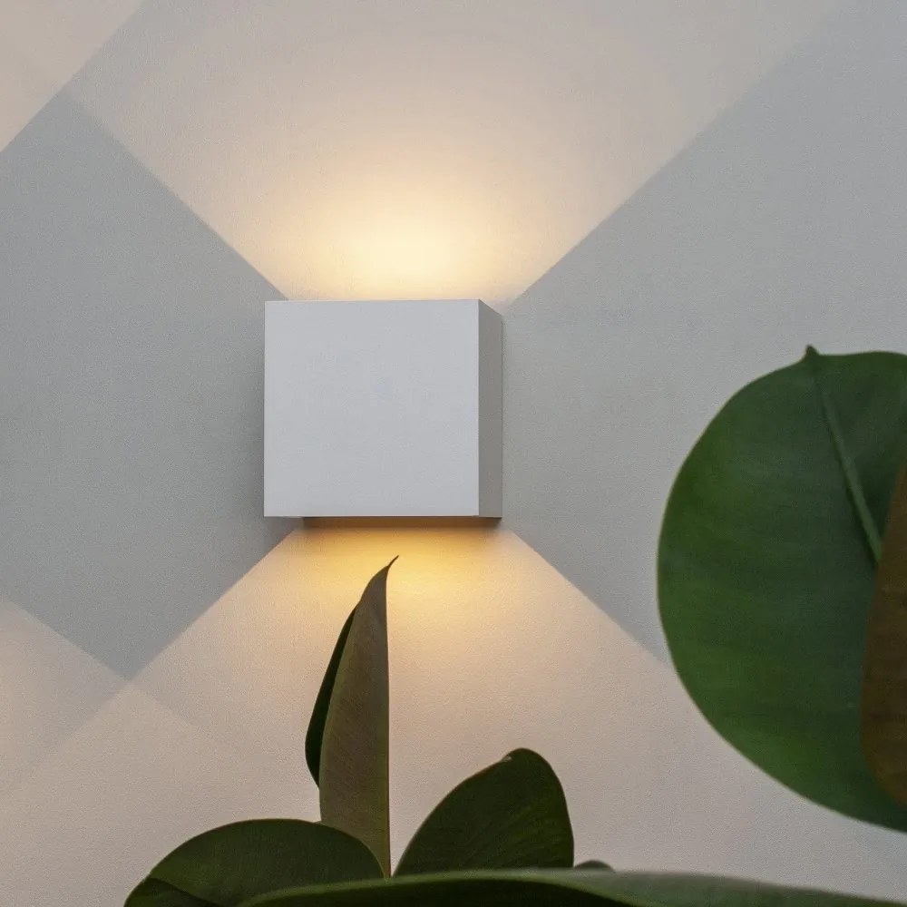 Aplica LED de perete iluminat exterior ambiental IP54 DAVOS alba
