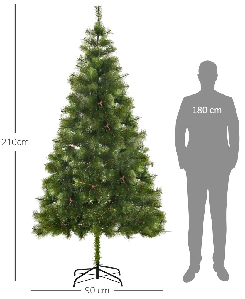 HomCom Albero di Natale Artificiale Foltissimo 210cm con 505 Rami Verdi
