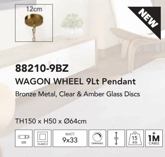 Lustra suspendata moderna design deosebit Wagon Wheel 9Lt
