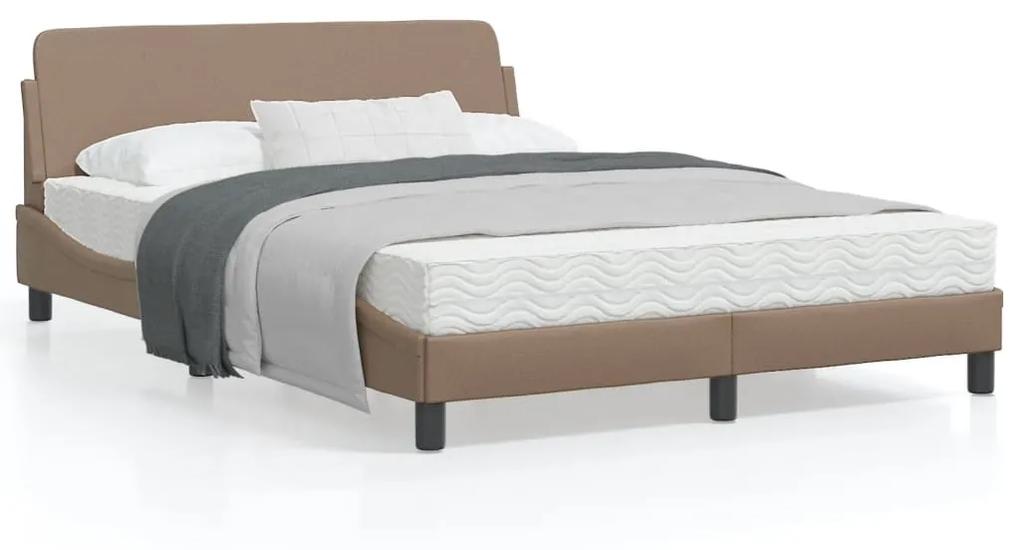 373202 vidaXL Cadru de pat cu tăblie, cappuccino, 140x200 cm, piele ecologică