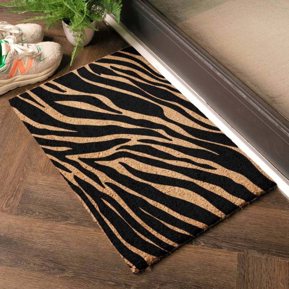 Covoraș de intrare din fibre de nucă de cocos 40x60 cm Zebra – Artsy Doormats