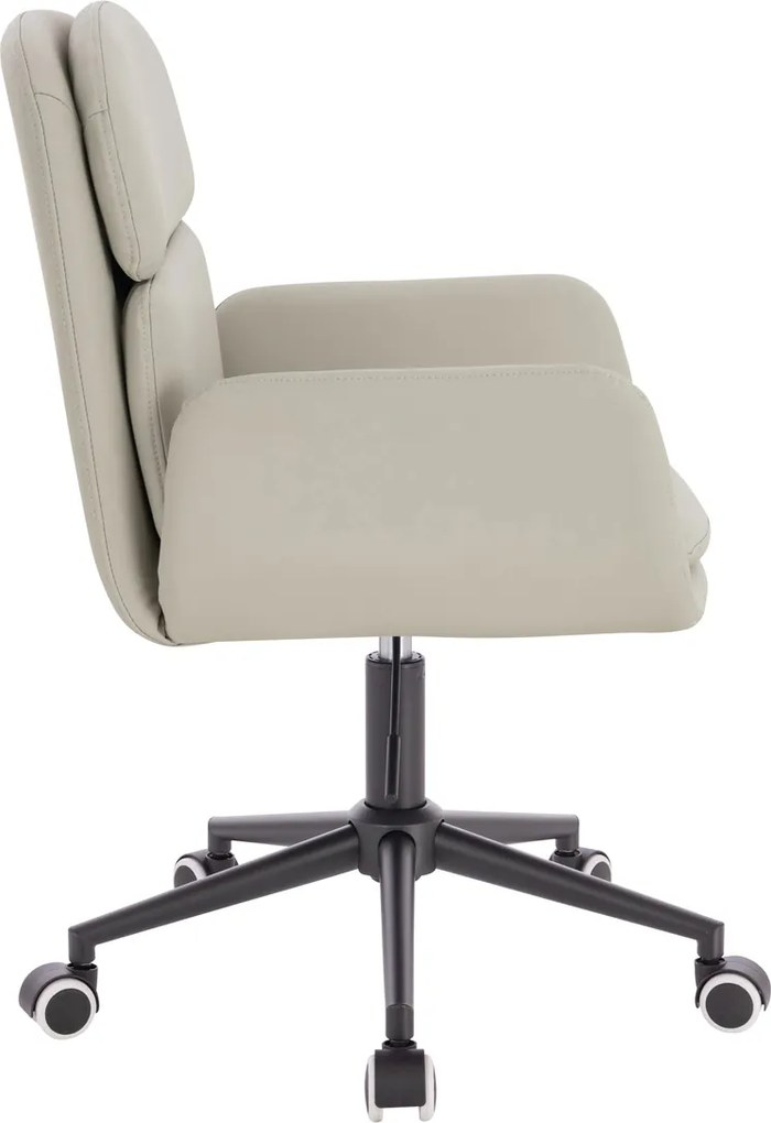 HR480K Scaun Ecru Piele Ecologica Premium Soft cu Bază Neagră