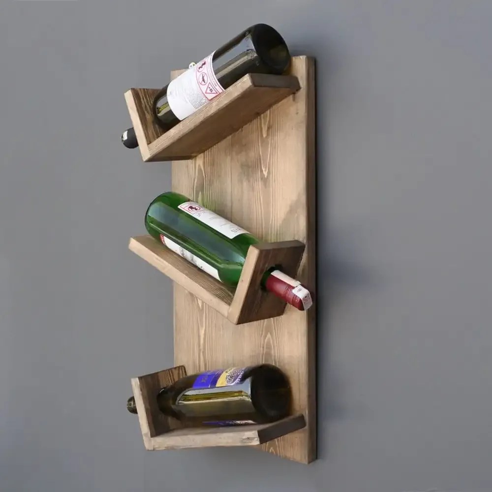 Stand sticle vin din lemn,seria wood, Homs Bar, Natur, 50 x 28 x 11 cm,700138
