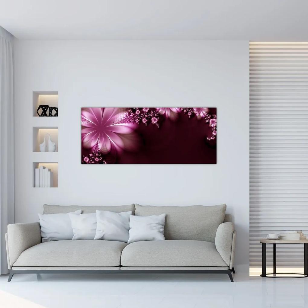 Tablou cu abstracție - flori (120x50 cm), în 40 de alte dimensiuni noi