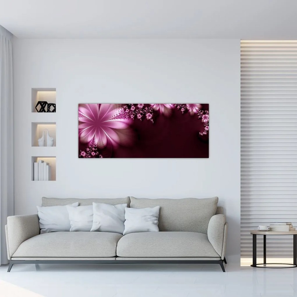 Tablou cu abstracție - flori (120x50 cm)