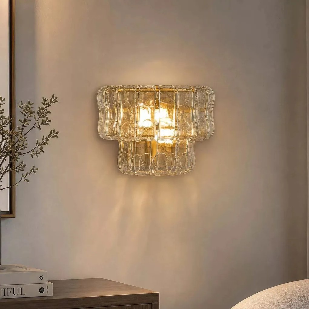 Aplica de perete metal auriu, sticla Bowlight 2Lt