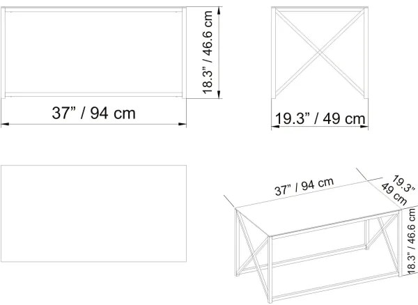 Măsuță de cafea ILIOMAR 46,6x94 cm auriu/negru