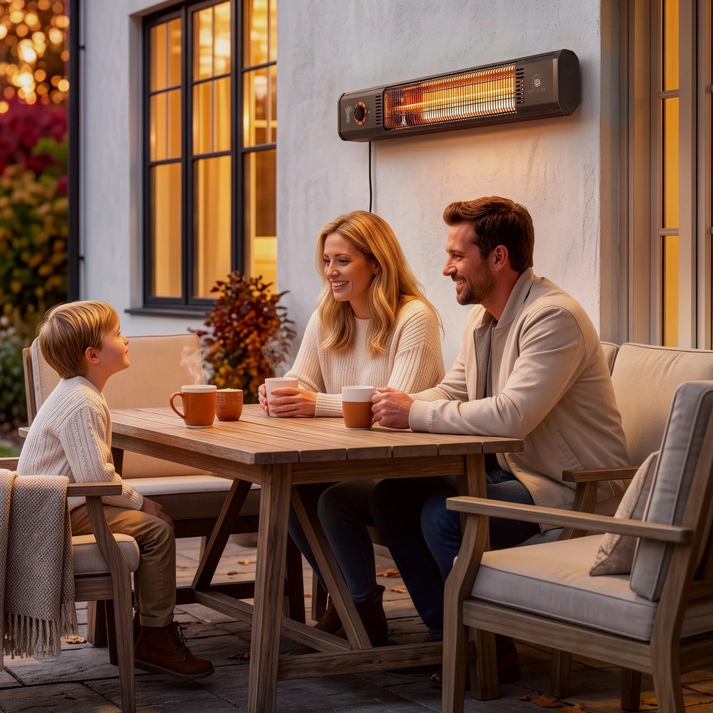 Outsunny încălzitoare Electrice cu Infraroșu 2000W IP65 Negre | Aosom Romania