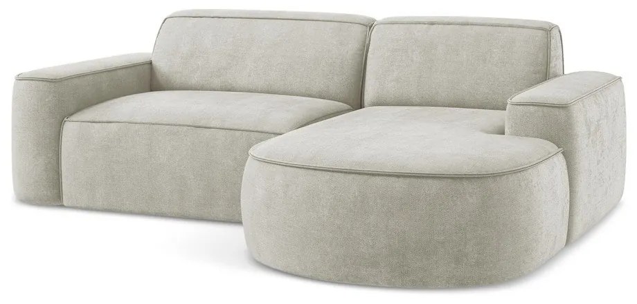 Colțar crem cu tapițerie din chenille (cu colț pe partea dreaptă/cu șezlong) Omao – Makamii