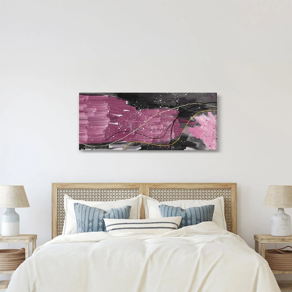 Tablou - Abstracție roz-roșu (120x50 cm)