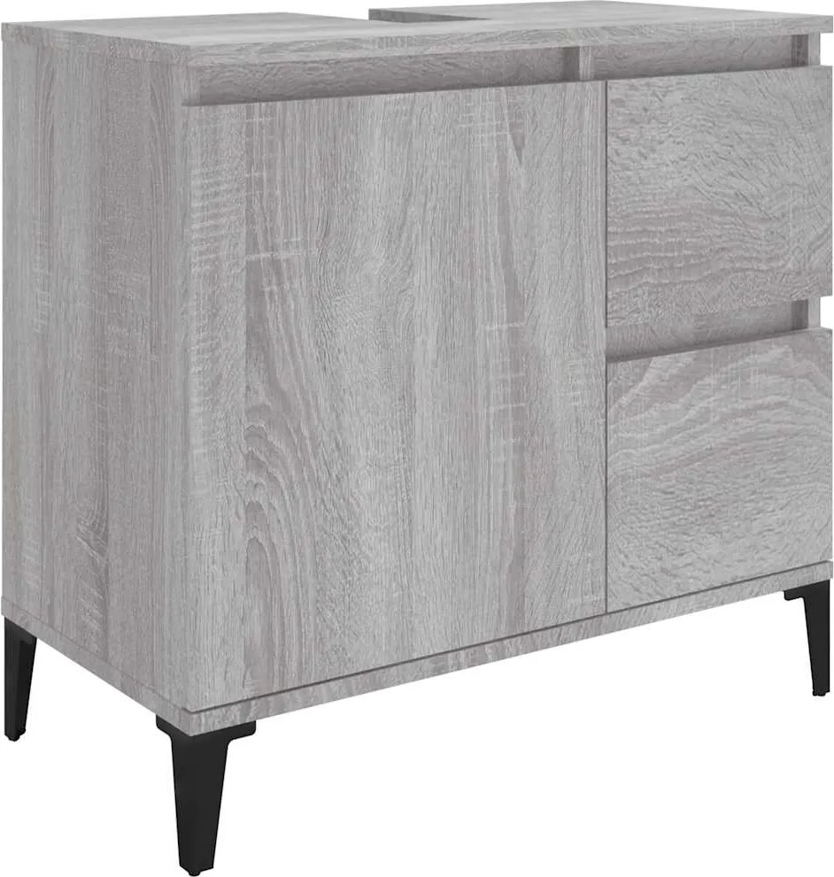 vidaXL Dulap de baie, gri sonoma, 65x33x60 cm, lemn prelucrat