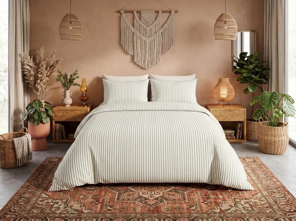 Lenjerie din bumbac LINIE OLIVE verde Dimensiune lenjerie de pat: 70 x 90 cm | 140 x 200 cm