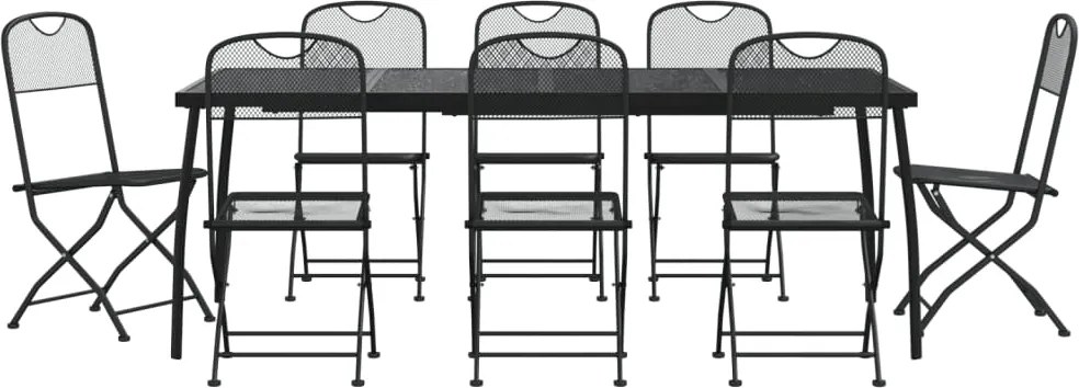 vidaXL Set de masă pentru grădină, 9 piese, plasă metalică antracit