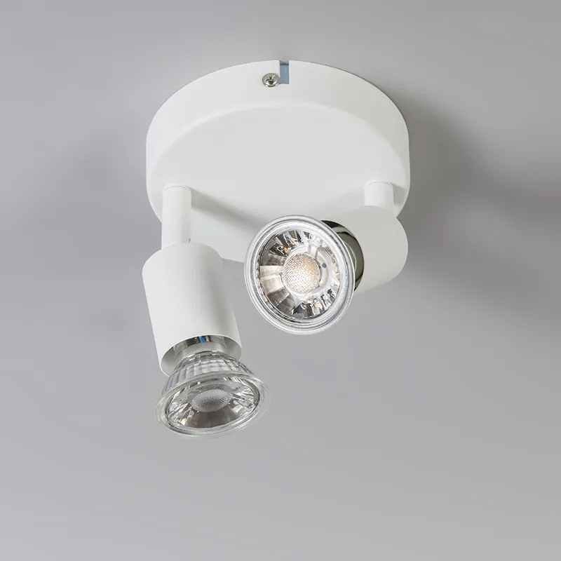 Spotlight modern alb inclinabil rotund cu 2 lumini - Jeany