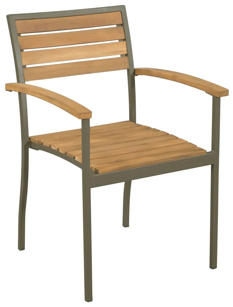 Set mobilier de exterior, 9 piese, lemn masiv acacia si otel