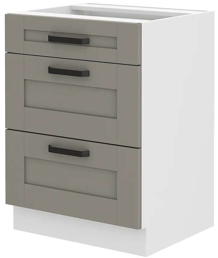 Dulap inferior de bucătărie Lucid 60 D 3S BB (claygrey + alb). 1045438