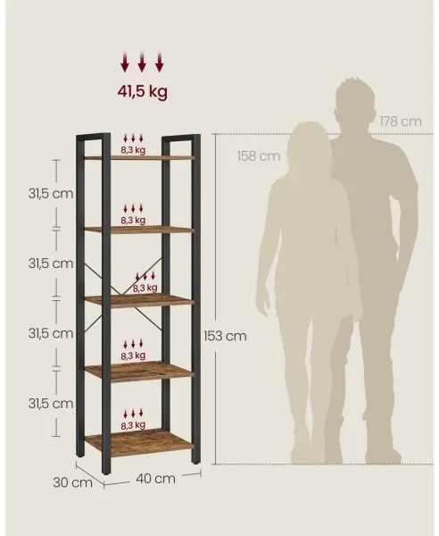 Bibliotecă NAVARO maro/negru