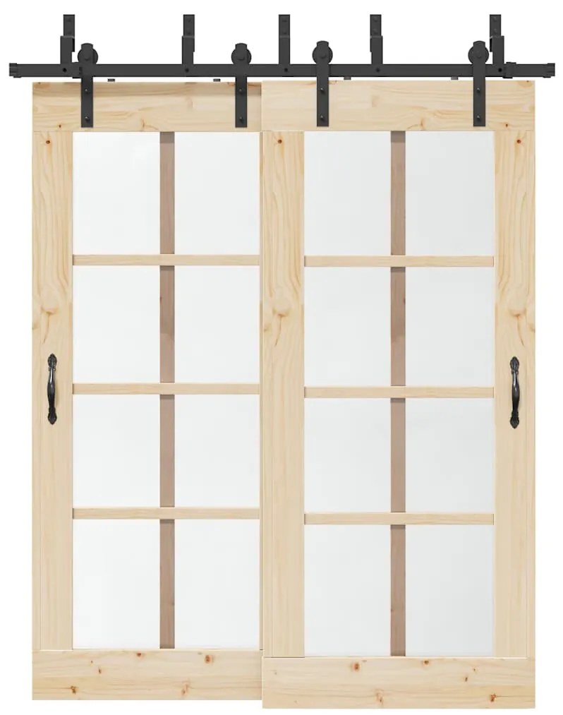 vidaXL Set feronerie pentru ușă glisantă, negru, 183 cm, oțel
