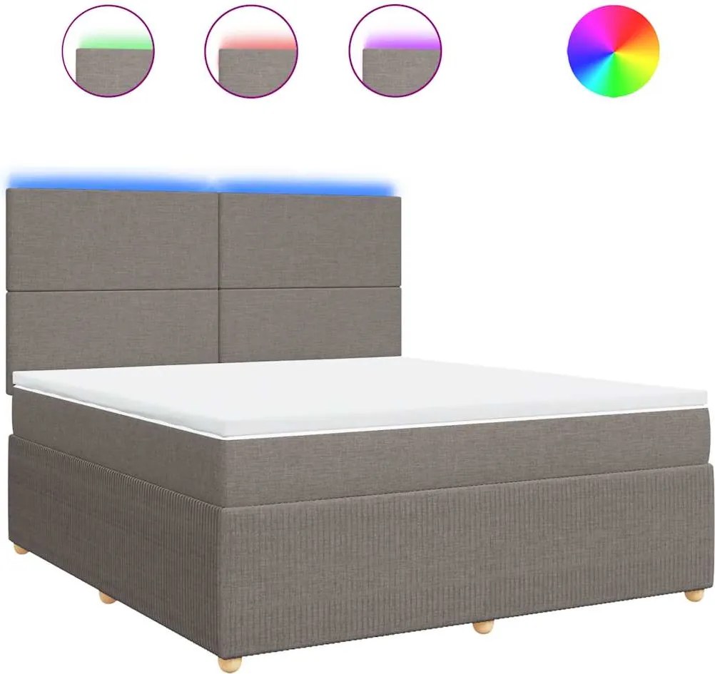 vidaXL Pat continental cu saltea, gri taupe, 180x200 cm, textil