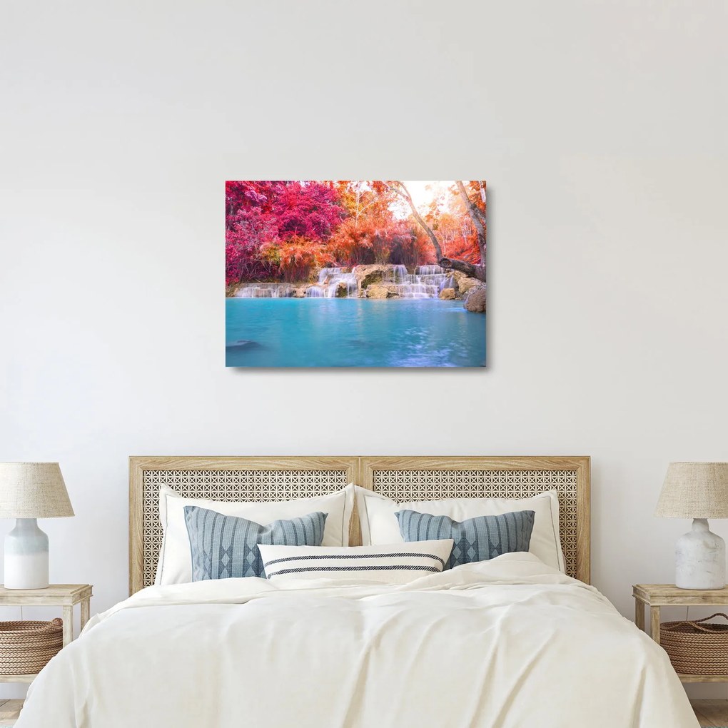 Tablou pe sticlă lagyna turcuaz, Laos, Tat Kuang Si (70x50 cm)