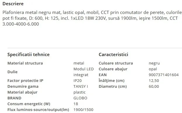 Plafoniera LED design modern TANSY I 18W