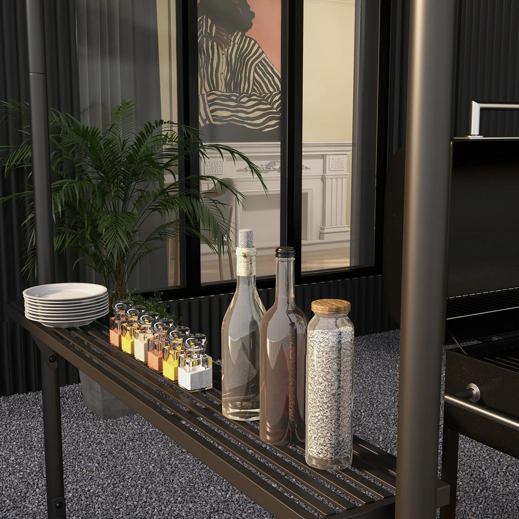 Outsunny Cort pentru grătar, acoperiș pentru grătar, rezistent la intemperii, inclus buzunare laterale, 277 x 149 x 230 cm, Gri închis | Aosom Romania