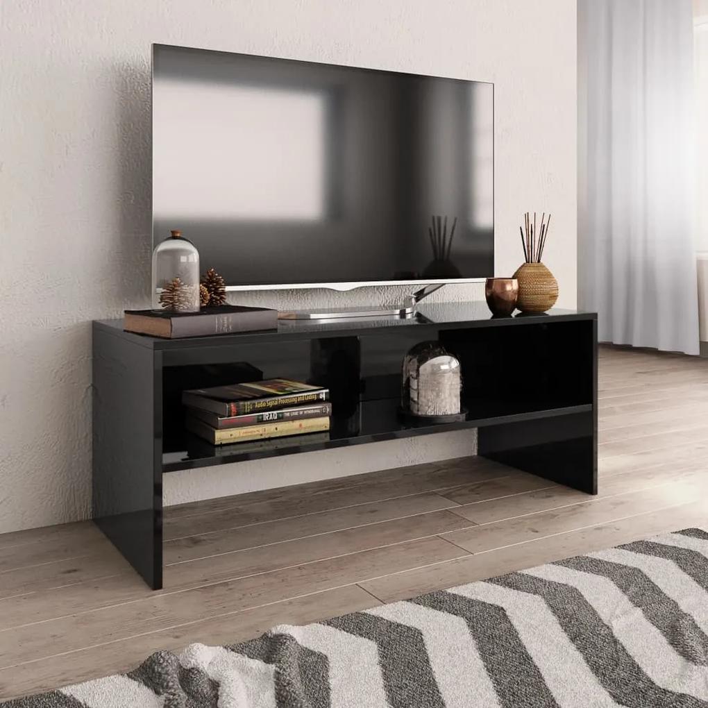 800052 vidaXL Comodă TV, negru foarte lucios, 100 x 40 x 40 cm, PAL