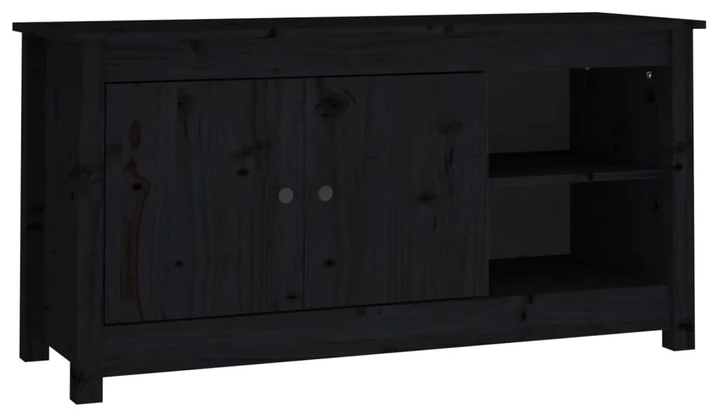 814593 vidaXL Comodă TV, negru, 103x36,5x52 cm, lemn masiv de pin