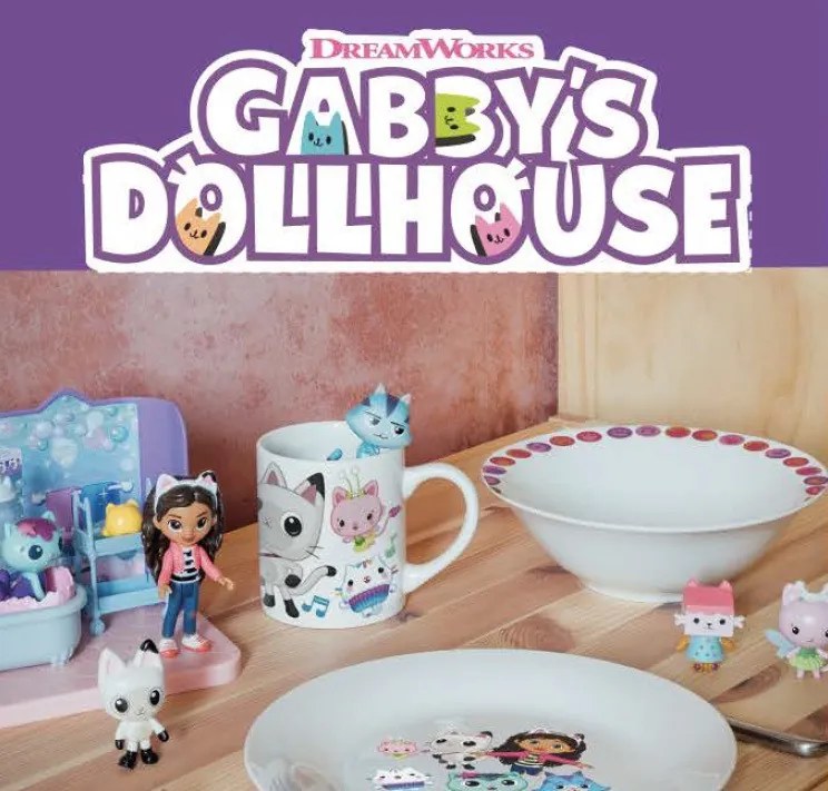 Gabby&#039;s Dollhouse Music cană din porțelan 235 ml (8 oz) în cutie de cadou