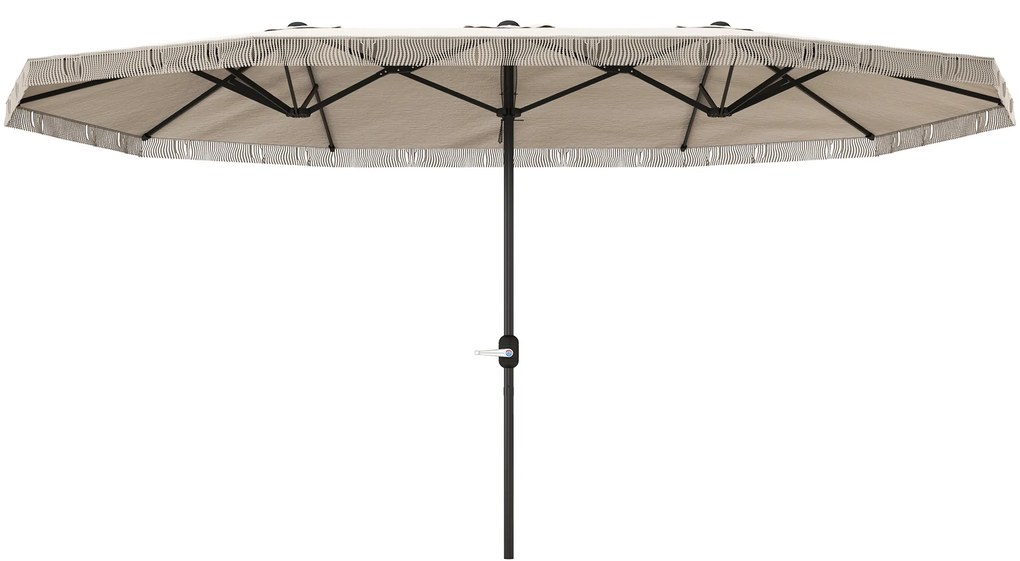 Outsunny Umbrelă de Grădină cu Două Fețe și Mâner cu Manivelă Ușor de Utilizat, 450x265x260 cm, Alb Crem | Aosom Romania