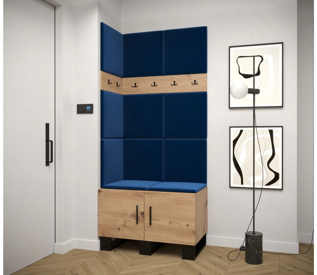 Set mobilier pentru hol Amanda 11 (Stejar artisan + Albastru). 1085952