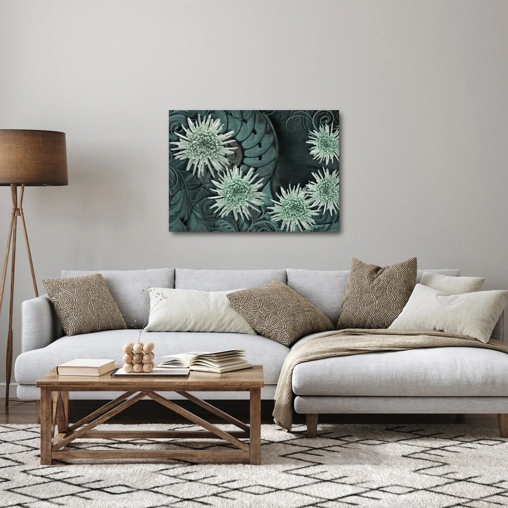 Tablou - Flori verzi (70x50 cm)