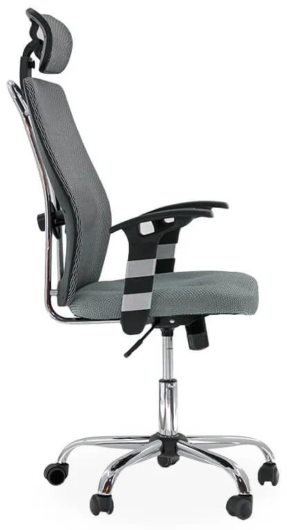 Scaun ergonomic OFF 988 gri, tetieră și suport lombar reglabil
