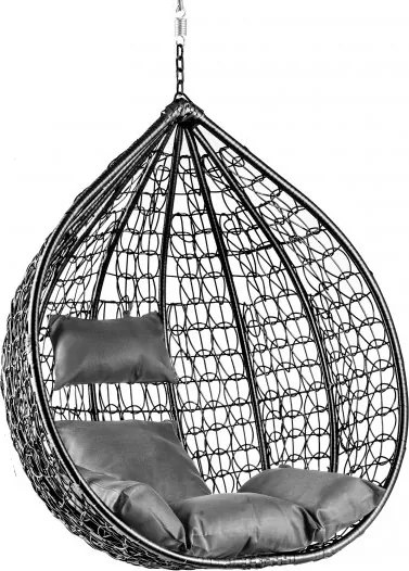 Scaun suspendat negru KOKON fara stativ, perna gri