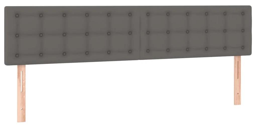 Tablie de pat cu LED, gri, 160x5x78 88 cm, piele ecologica 1, Gri, 160 x 5 x 78 88 cm