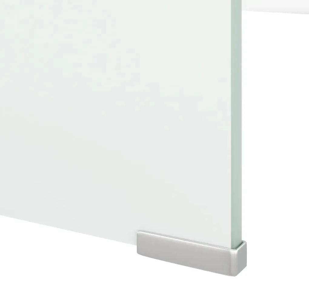 Stand TV Suport monitor, sticla, alb, 120x30x13 cm 1, Alb, 120 x 30 x 13 cm