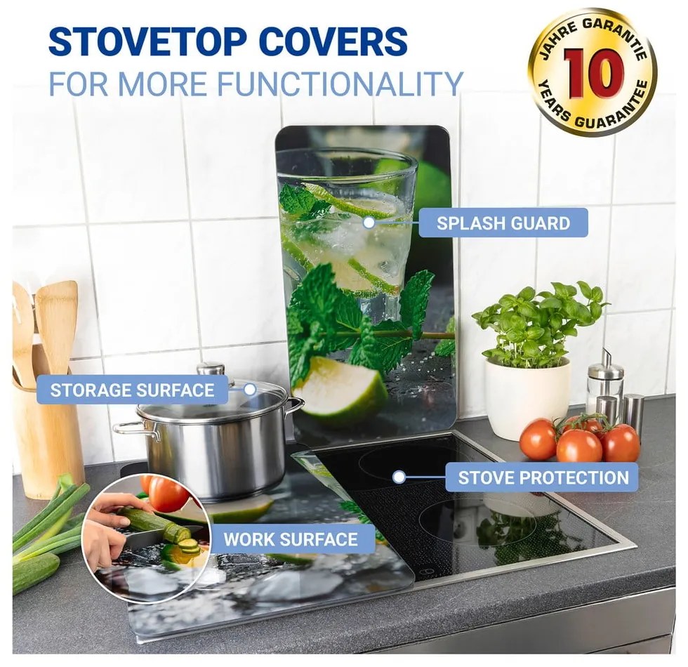 Set 2 protecții din sticlă pentru aragaz Wenko Mojitos, 52 x 30 cm